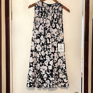 Flirty navy and white floral dress.